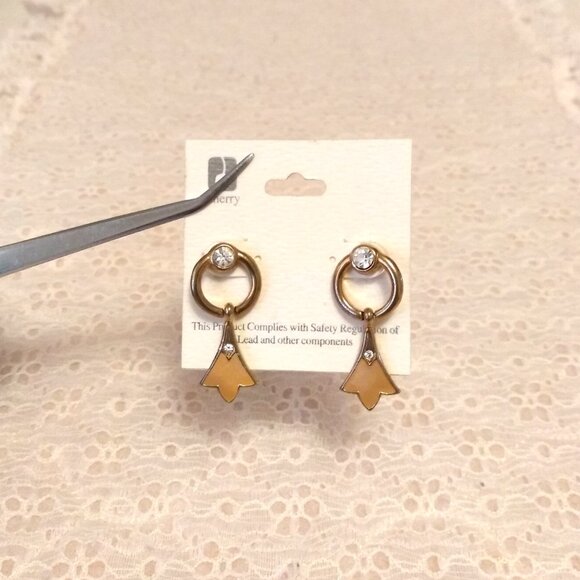 Vintage Clear Crystal Gold Tone Dangle Drop Earrings Timeless VTG Jewelry - Picture 4 of 8